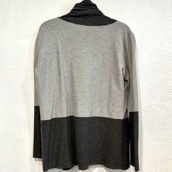 Evolution by Cyrus Cardigan Sweater Open Front Gray Ribbed Long Sleeves Size XL - Picture 2 of 8